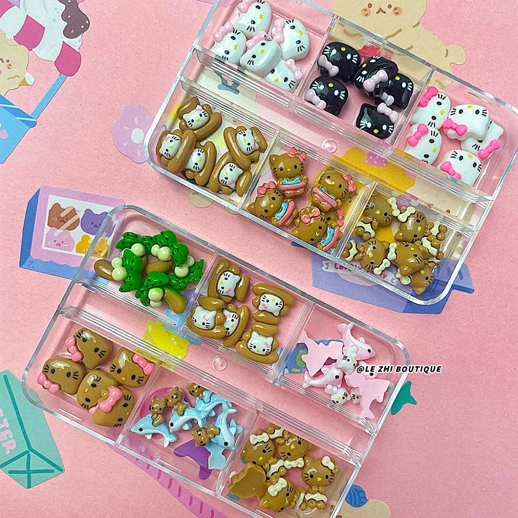 30Pcs Sanrio Mini Diy Nail Art Accessories Hello Kitty Cute Accessories Set Art Jewelry Decoration Sticker Crafts Phone Decals