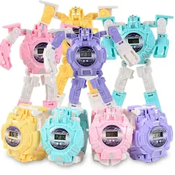 Cartoon Electronic Deformation Children Watch Children Creative Manual Transformation Robot Toys Perfect for Children's Birthday