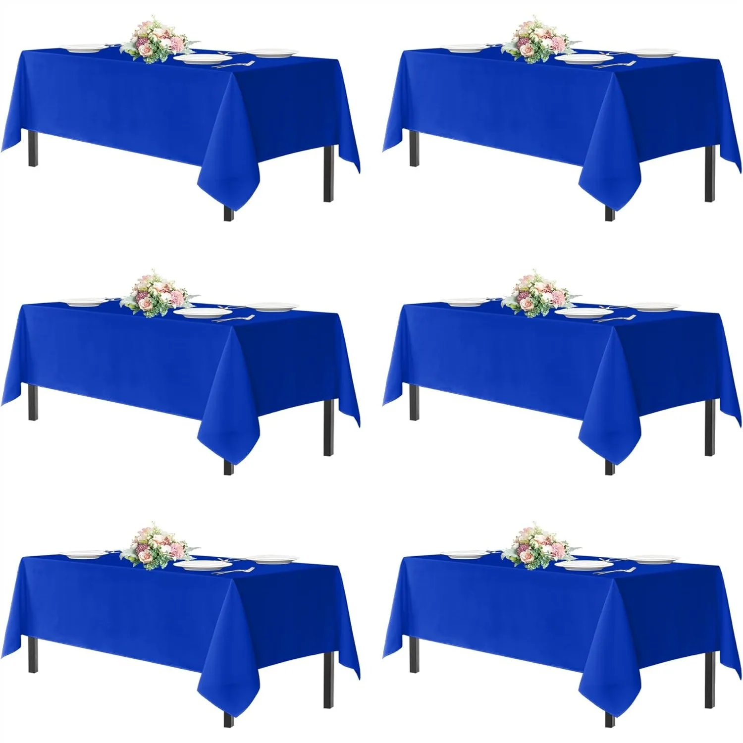 

Royal Blue Tablecloths for 6 Foot Rectangle Tables, 6 Pack - 60x102 Inch Washable Polyester Table Covers for Wedding Party