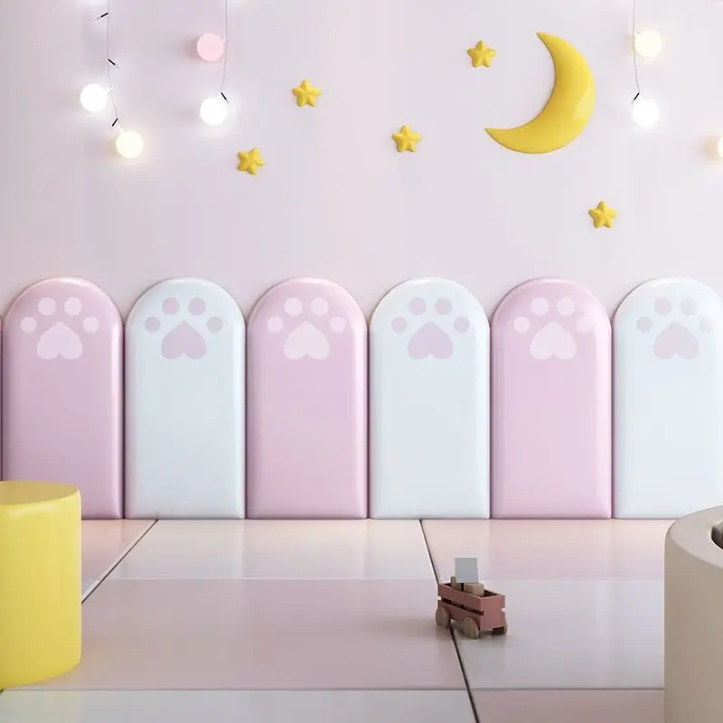 DIY Cartoon Animal Kids Room Bed Headboard Tatami Anti-collision Wood Wall Panels Bed Head Stickers Cabecero Cama 135 150 180cm