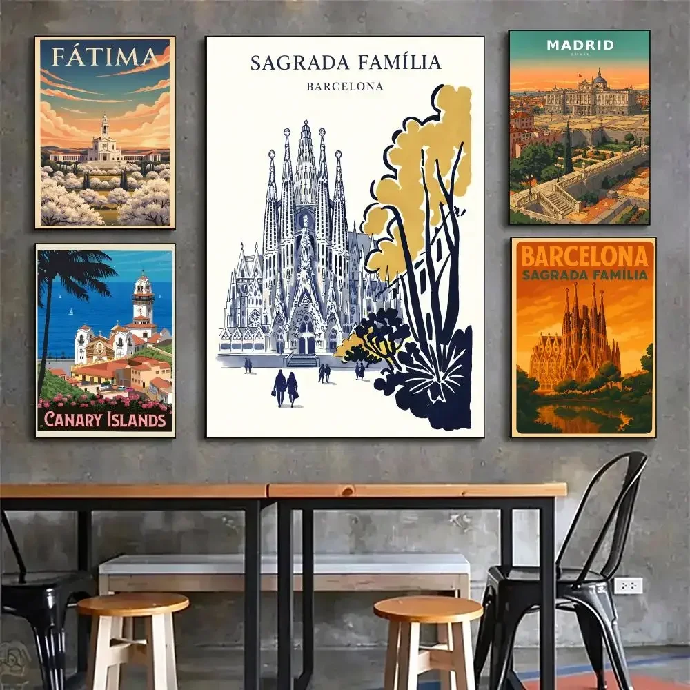 pattern Sagrada Família Poster Poster HD Printing Vintage Luxe Home Decor Wall Art for the Living Rooms Entryways Gift