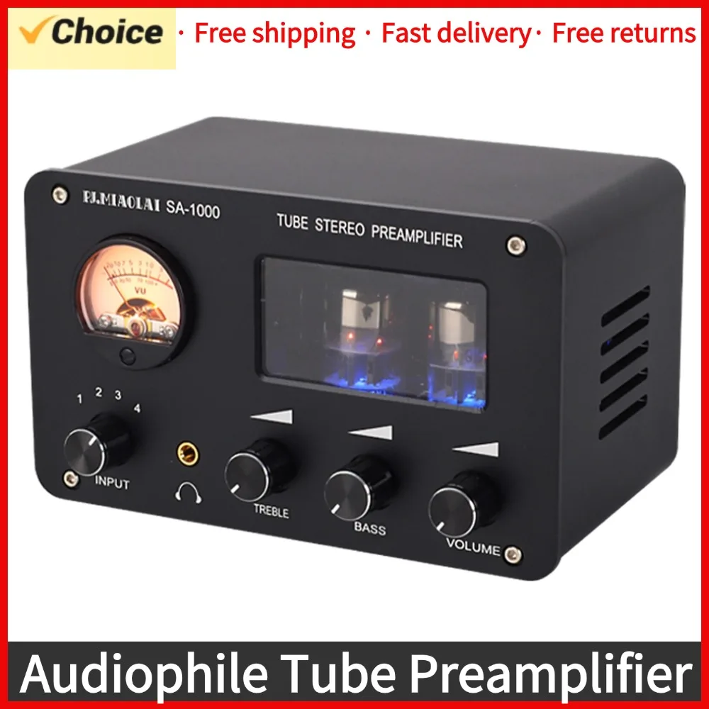 SA-1000 Audiophile Tube Preamplifier Audio HiFi Electric Tube Amplifier 4 Inputs 2 Outputs Audio Interfaces Lossless Switching