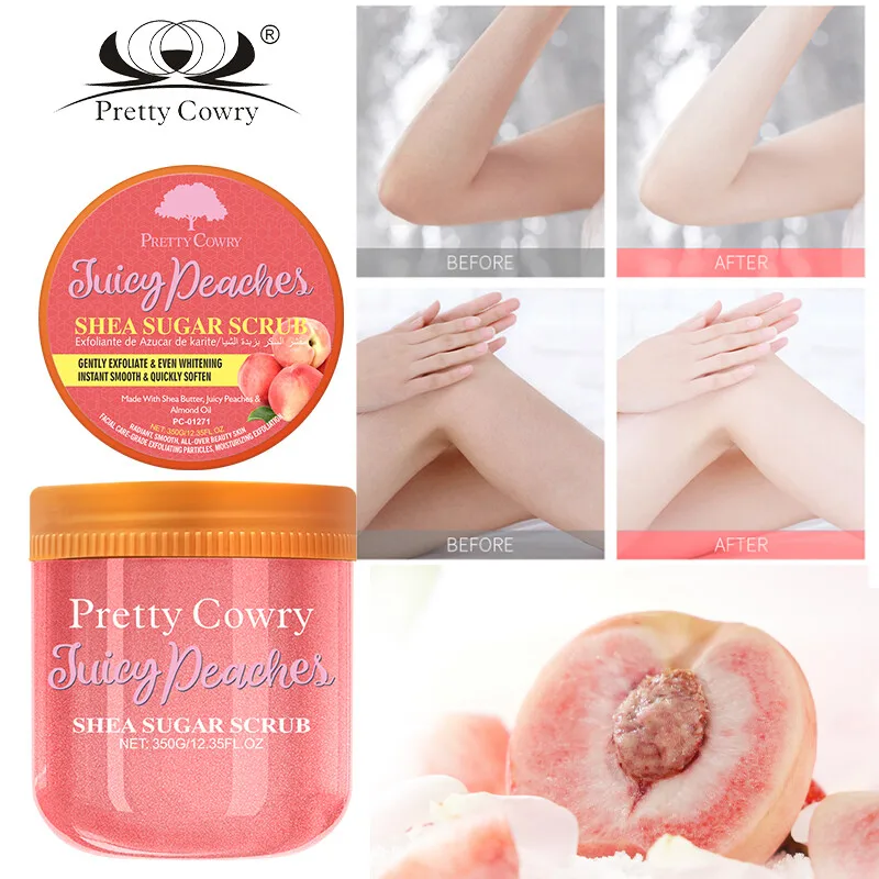 

Natural Body Scrub 350gSugar Salt Body Scrub with Peach Extract Shea Butter Oil Gently Exfoliates Nourishes for Soft Smooth Skin