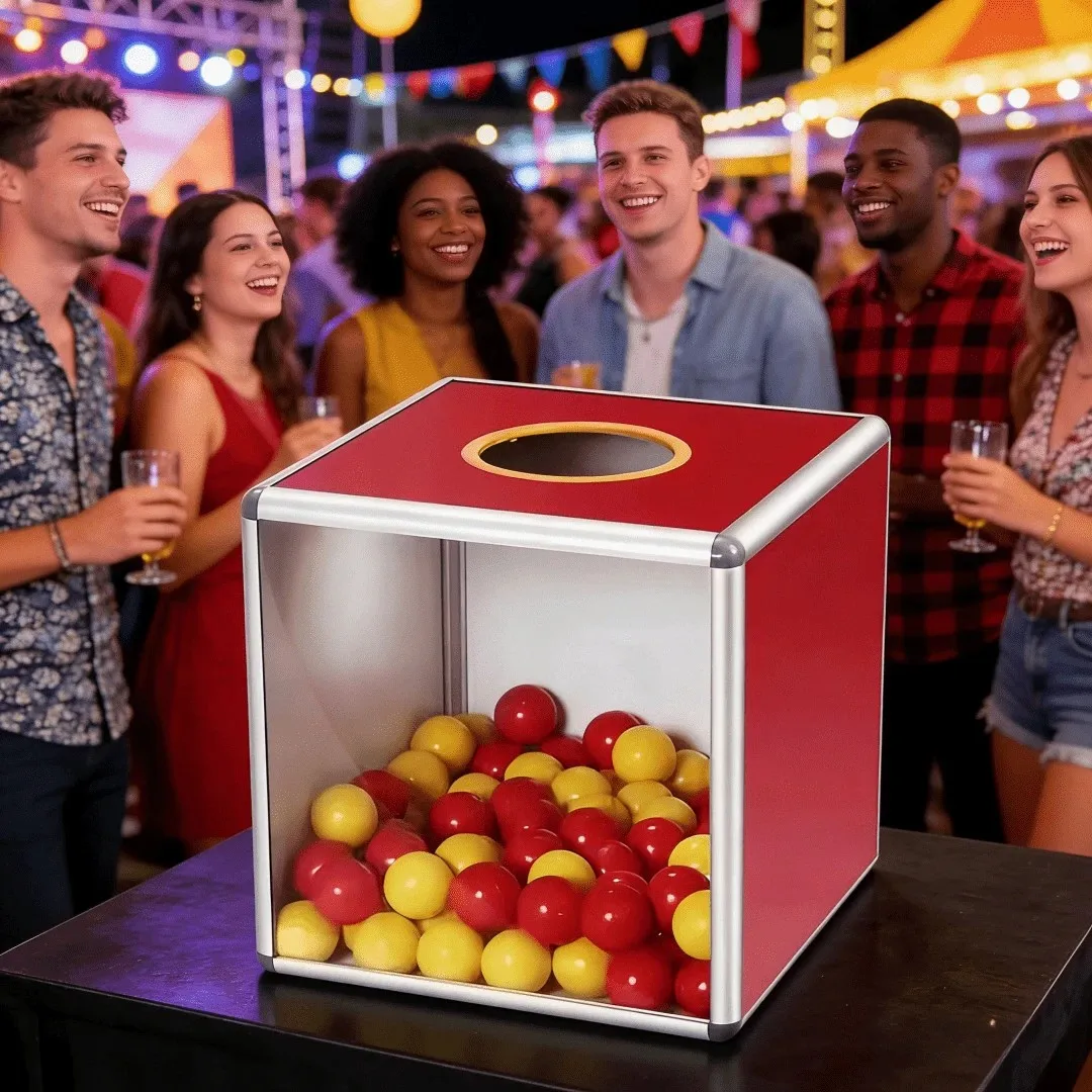 Caja de Sorteo para Fiestas de 7.87 Pulgadas con Juego de Bolas, Desmontable y Reutilizable, para Eventos de Recaudación de Fondos y Celebraciones de Regreso a Clases
