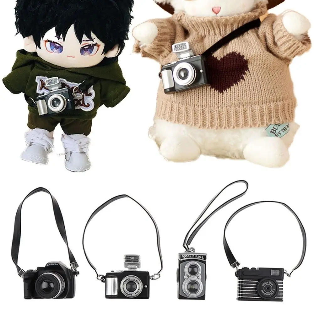 Plastic Dolls Camera Gift with Belt Shutter and Flash Mini Digital Camera Dollhouse Toys Miniature Camera 1/6 1/12 Doll