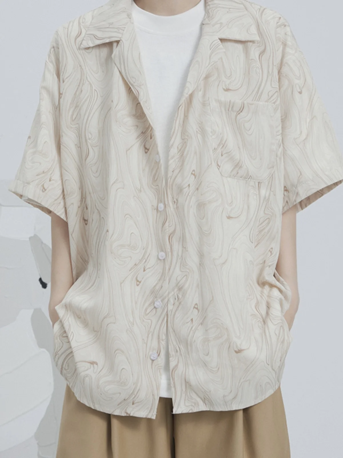 

Летняя новинка: тонкая повседневная рубашка с кубинским воротником, свободного кроя, унисекс, винтажный японский стиль.