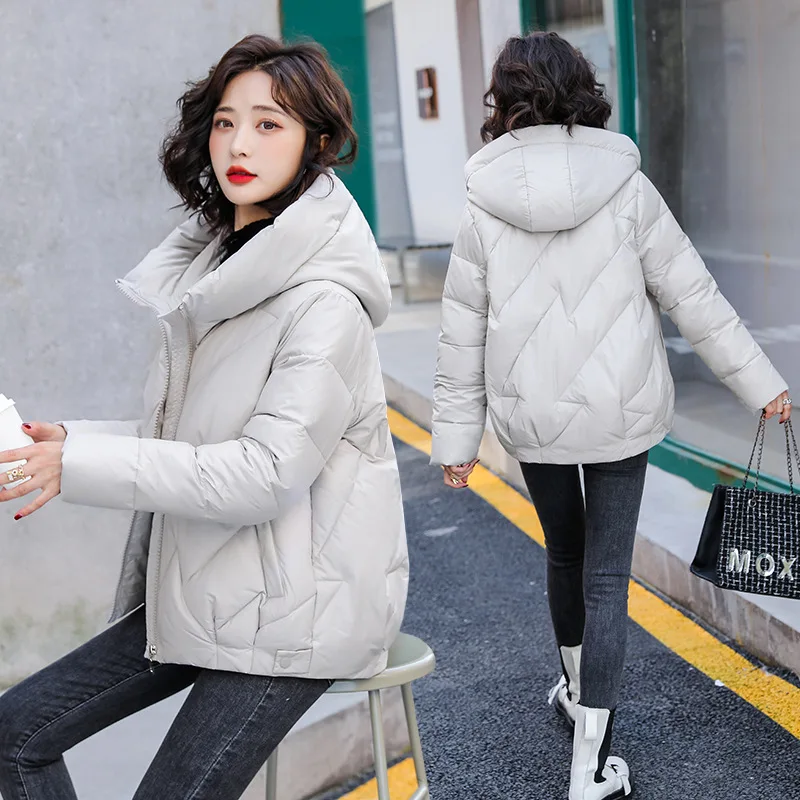 Women's Short Winter Cotton Jacket Warm New Loose Hooded Thick Cotton Coat Trendy Quilted Cotton Padded Jacket Parkas Clothing