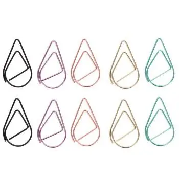 100 Pcs Office Supplies Drop Bookmarks Metal Drop-shaped Paper Clips Water Organizer
