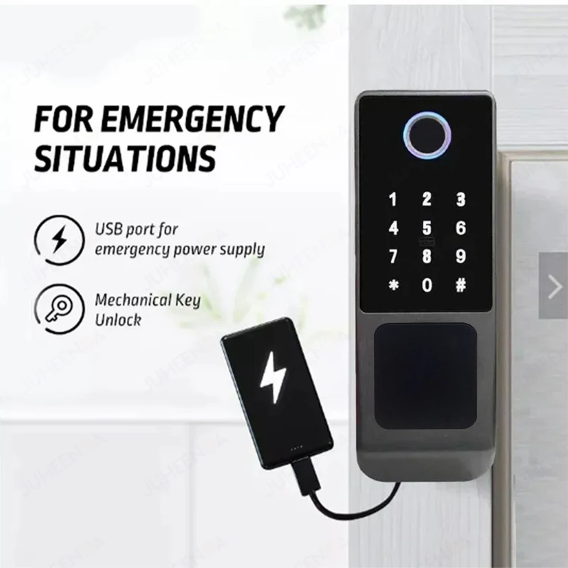 Imagem -03 - Prova Dágua Tuya Smart Wifi Lock Double Side Fingerprint Lock Portão Exterior Senha Digital App Remoto Home Electronic Rim Lock à