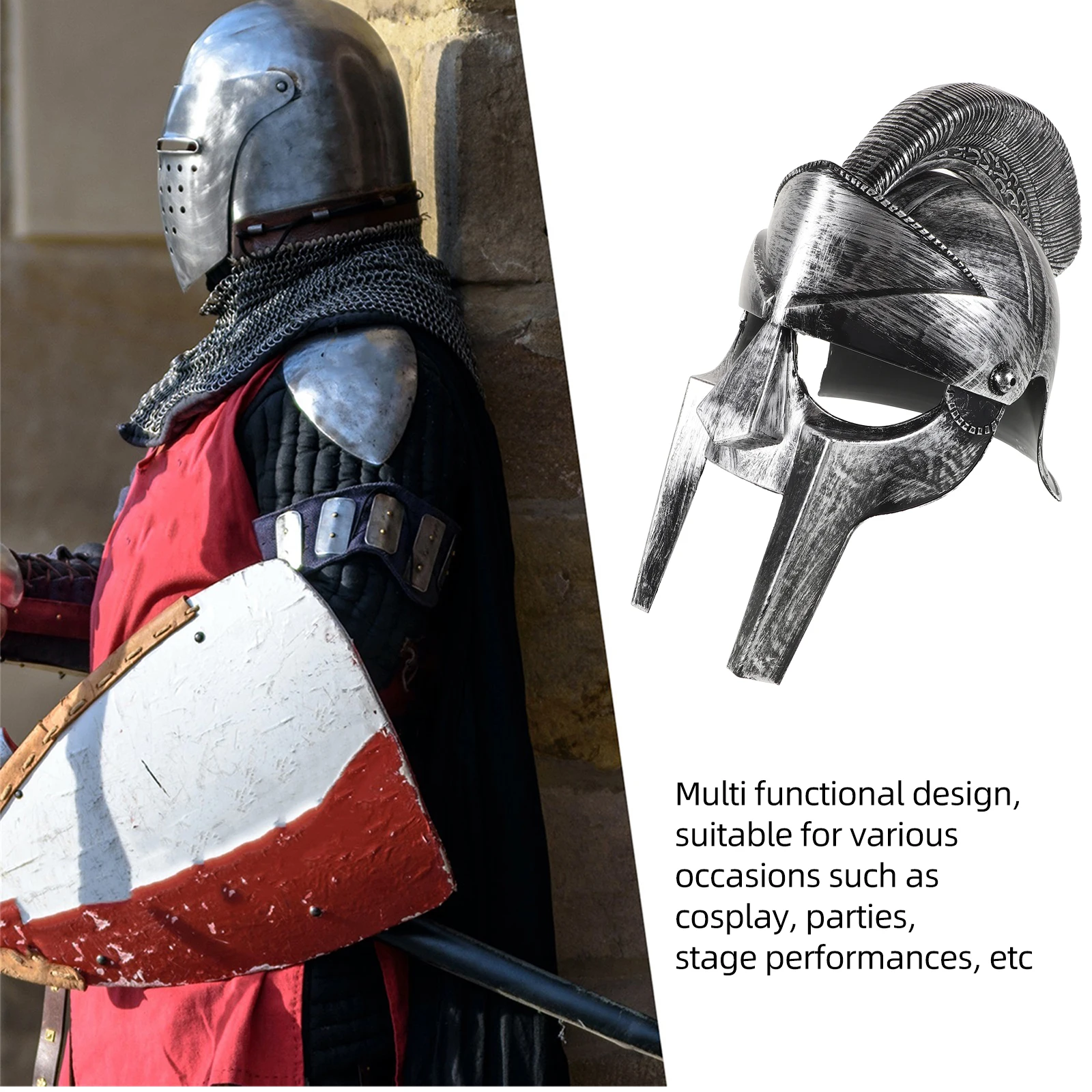 Romeinse middeleeuwse ridder kostuum krijger hoofddeksels voor cosplay Halloween Party Stage Prop