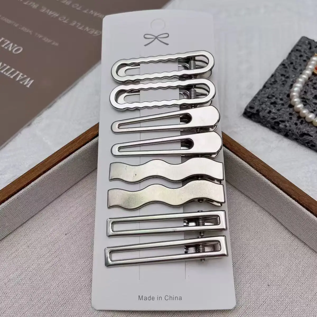 8PCS Metall Haar Clips Seite Gebrochenes Haar Pony Haar Karten Spice Mädchen Haar Zubehör Silber Pony Clip Set Seite clip Ein Wort Cl – Detail 6