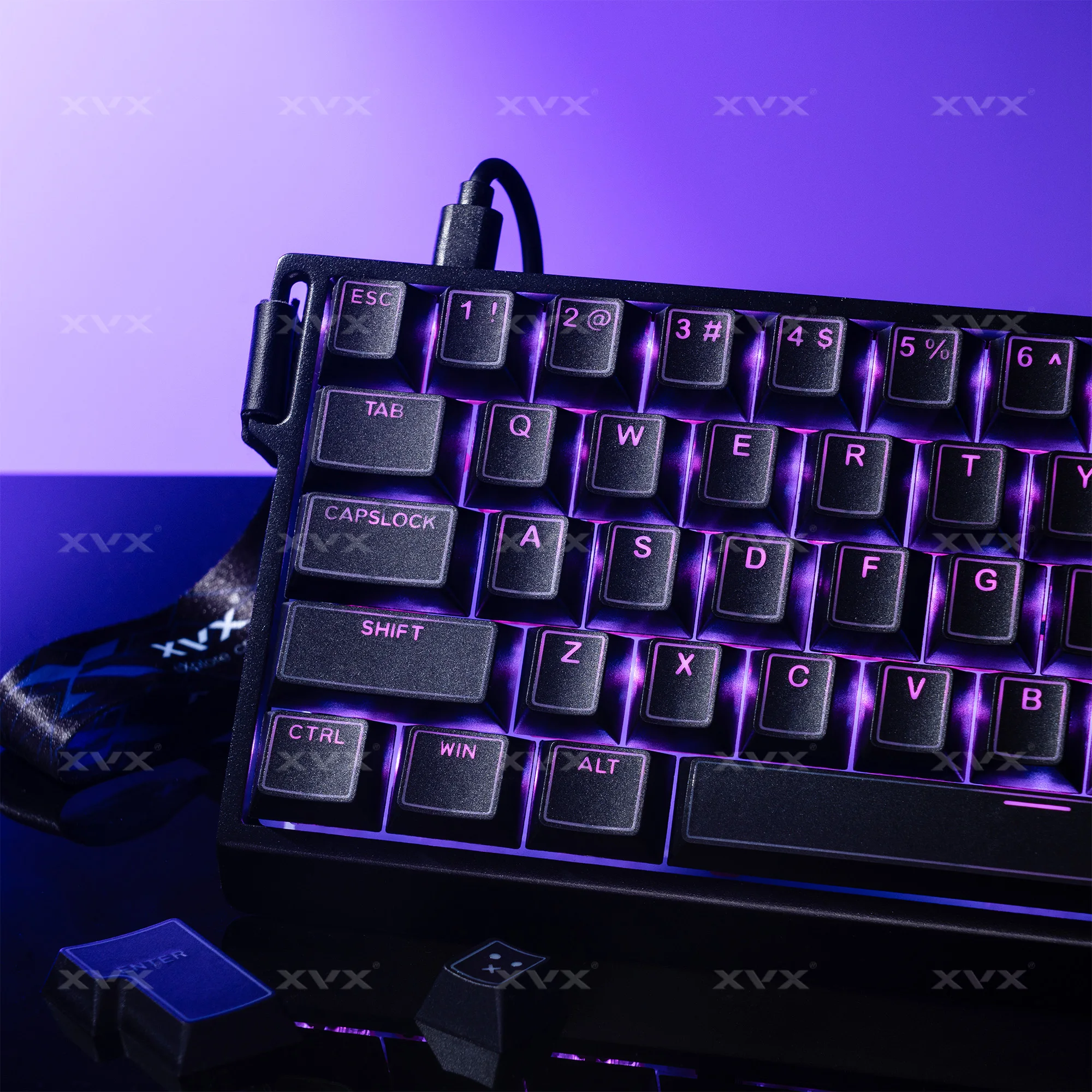 XVX Black See Through Keycap Double shot Cherry Profile PBT Keycap Set 142-key