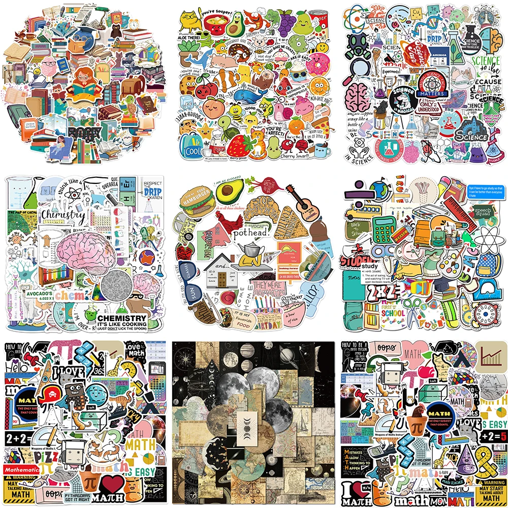 10/30/50PCS Interesting Study Stickers Cartoon Creative Graffiti Refrigerator Early Education Childrens’Toy Decoration Wholesale