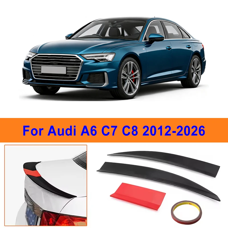 

For Audi A6 C7 C8 2012-2026 3-Section ABS Rear Trunk Spoiler 115-125cm Adjustable Sports Decor Top Wing Car Exterior Parts