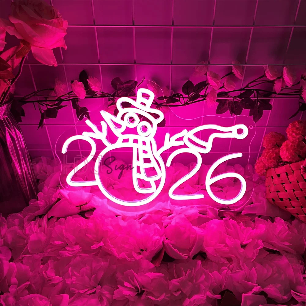 2026 سنة جديدة سعيدة Led النيون علامات ثلج الرموز لغرفة ديكور المنزل حفلات السنة الجديدة النوادي الديكور أضواء النيون الهدايا #6