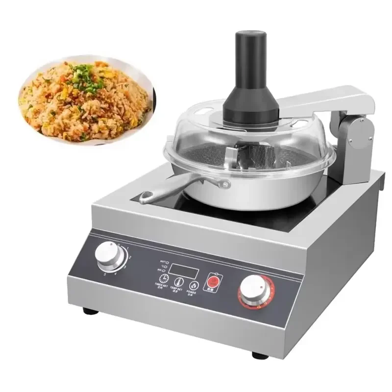 3500W Electric Automatic Wok Cooking Machine Stainless Steel Plug and Play Easy to Clean for Household and Commercial Kitchen