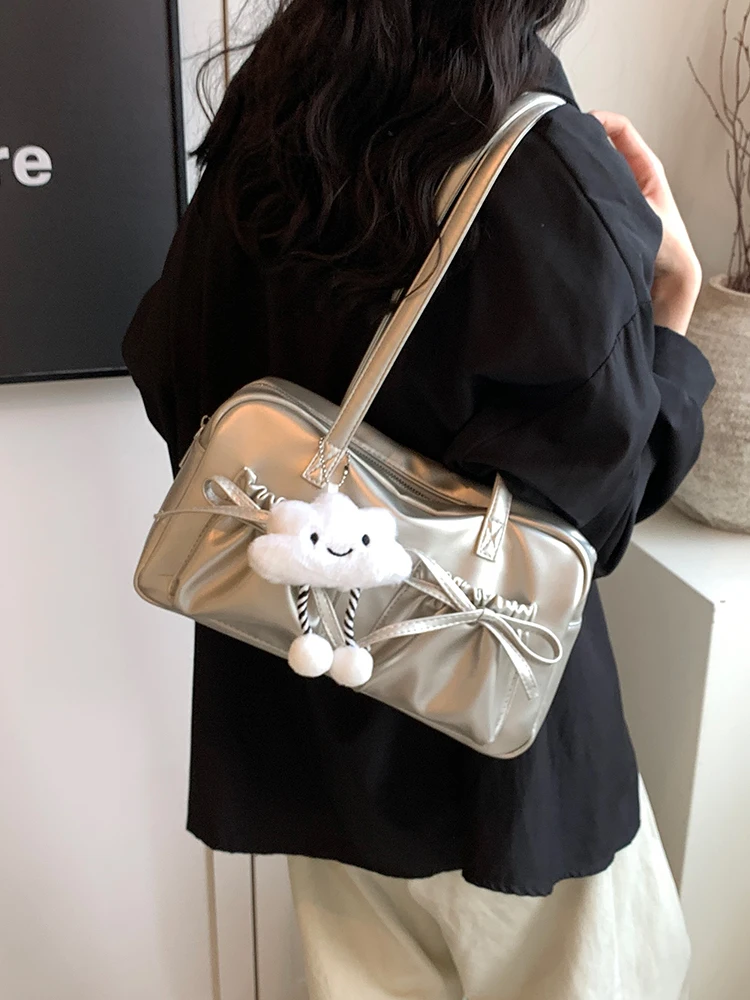 

Boston Sle Casual Women's Large Capaci oulder Bag Underarm Pillow Design Trendy Bag Soft PU Leather Daily Use