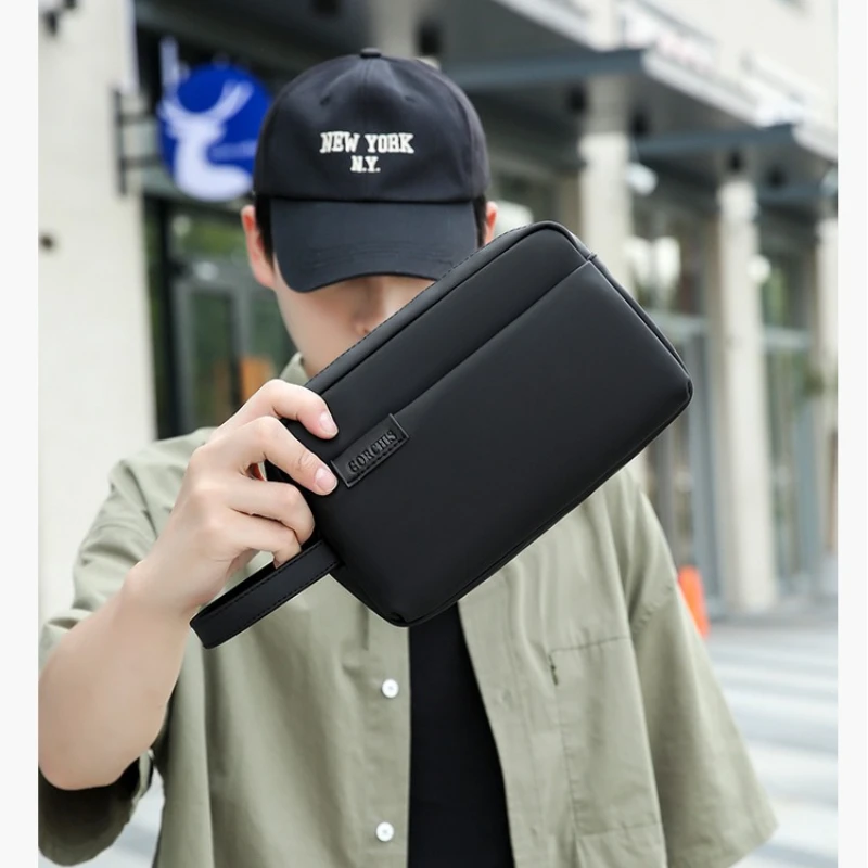 

Мужская водонепроницаемая сумка из искусственной кожи премиум-класса с подвесной веревкой, многослойная сумка для мобильного телефона на молнии, многофункциональная офисная сумка