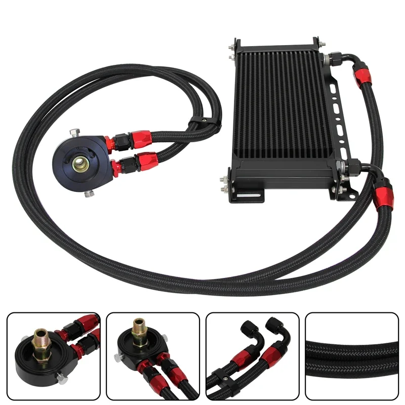 19 ROW UNIVERSAL ENGINE TRANSMISSION OIL COOLER + FILTER SANDWICH ADAPTER 8AN