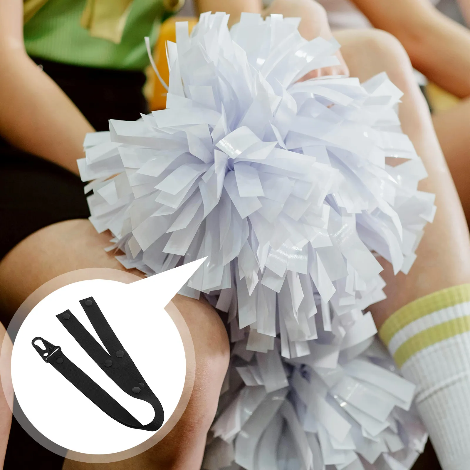 Cheerleading Pom Pom Holder Adjustable Polyester Carry Strap Hands Free Team Spirit Practice Accessory