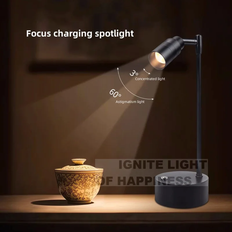 LED Rechargeable Spotlights Focalize Three-tone Lighting Lamps Glass Counter Zooming Jewelry Display Cabinets Upright Pole