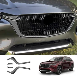 For Mazda Cx90 Cx-90 cx80 2024 2025 ABS Carbon fiber Car front Racing Engine Body Cover Trim Front Bumper Grill Accessories Cuty