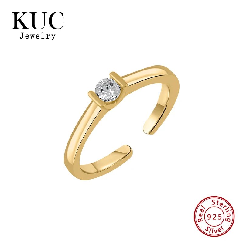 

Classic Minimalist Custom Gold Plated Anillos 4a Zircon Inlaid Plata 925 Sterling Silver V-Shape Solitaire Rings for Girls