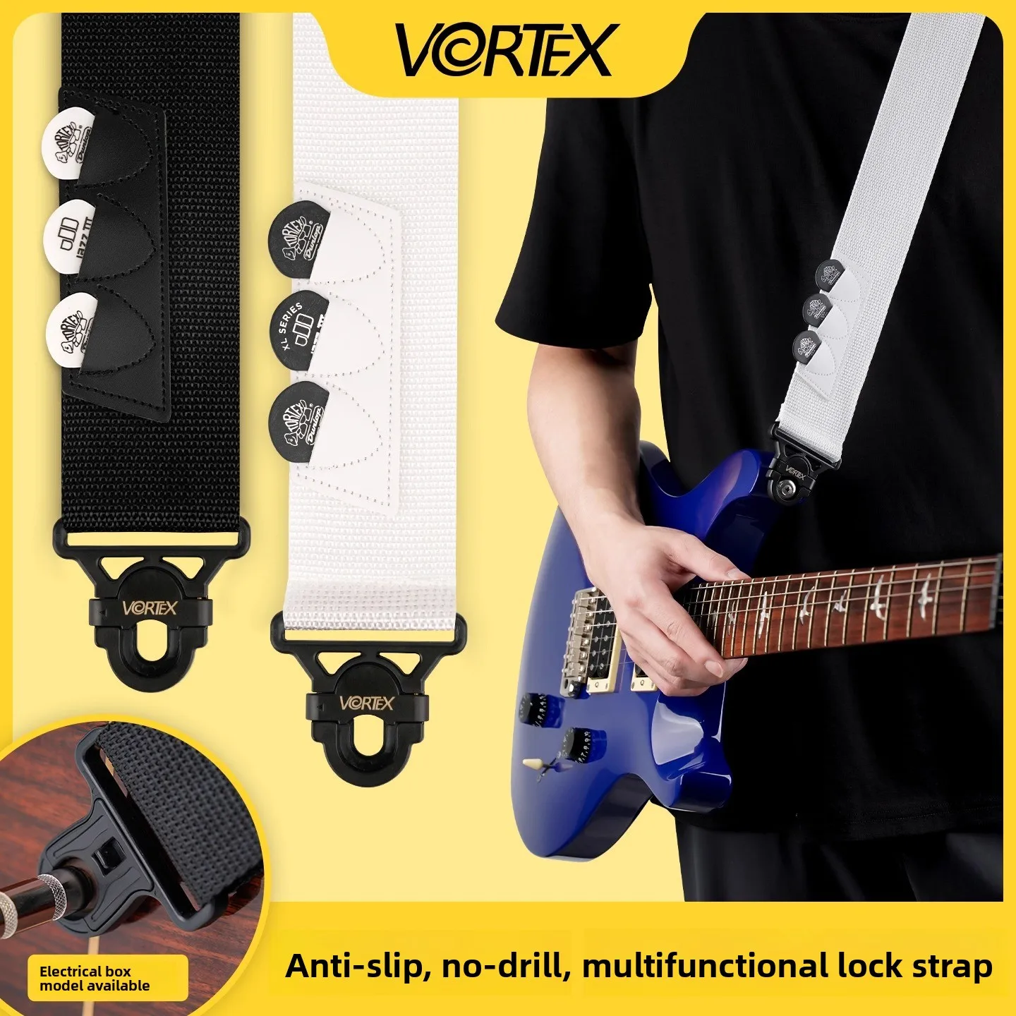 Anti-Slip  Guitar Strap No-Punching Needed Comfortable Cushioning Lightweight Durable Guitar Accessories