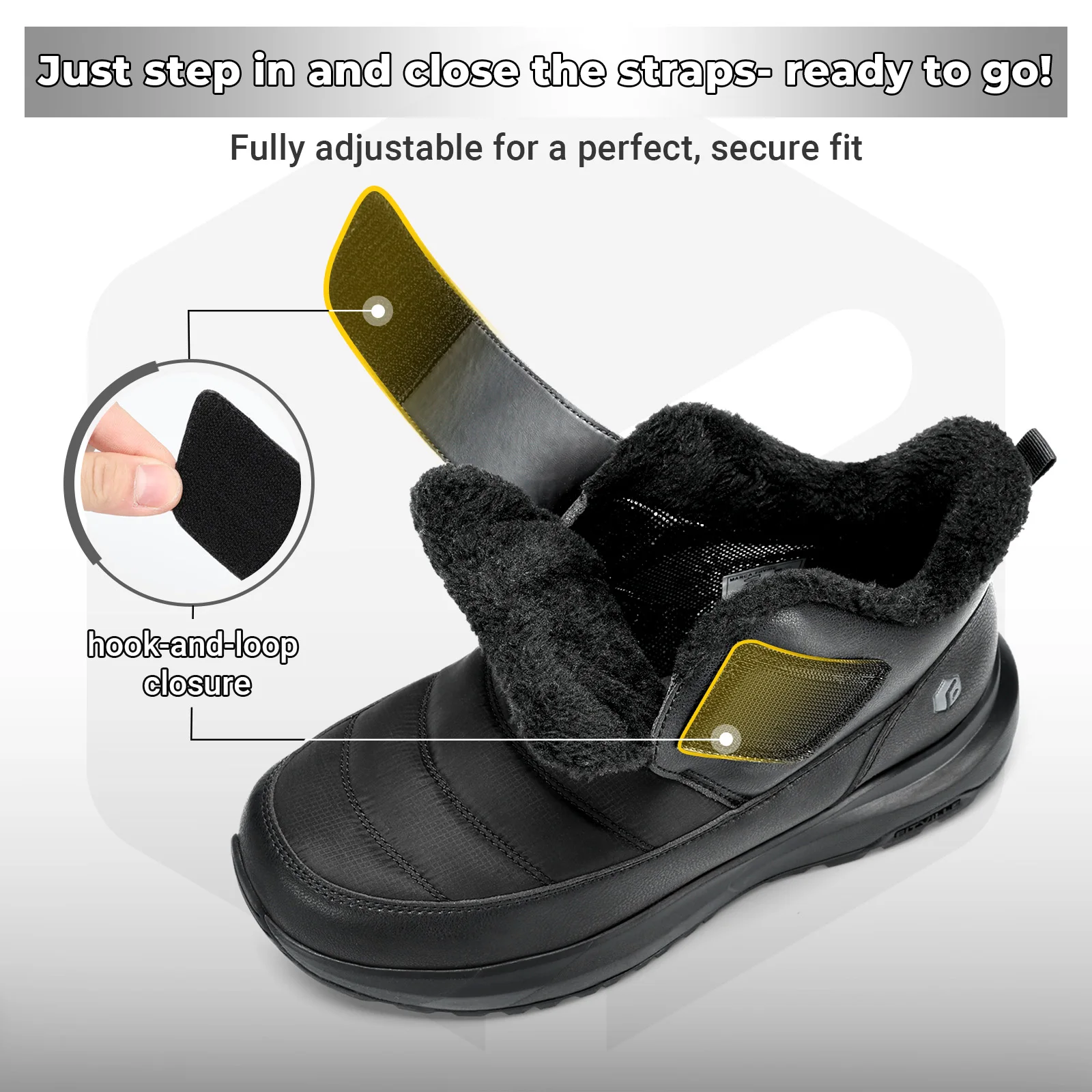 Fittington أحذية الكاحل الثلوج للرجال الشتاء الفراء بطانة مقاوم للماء أحذية واسعة للغاية في الهواء الطلق سميكة الأحذية الراحة الأحذية