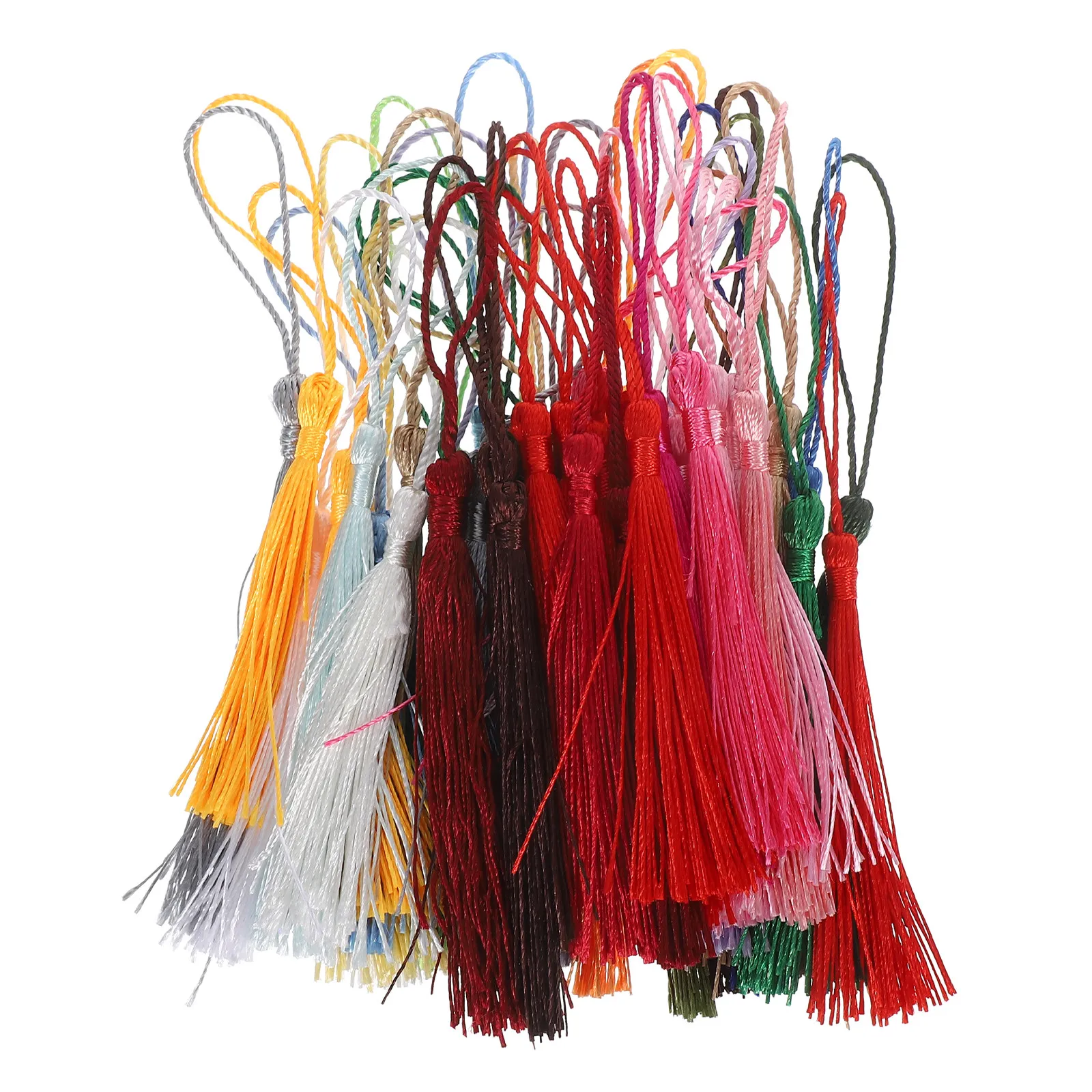 50Pcs Premium Polyester Chinese Knot Tassels Soft Silky Tassels for Handmade Crafts Bookmarks Gift Tags Wedding Favors Decor