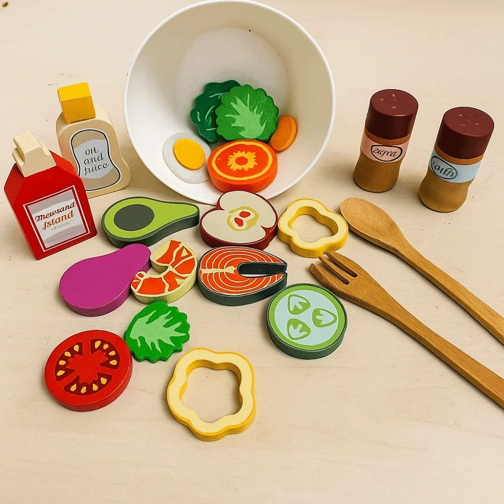 Juego de simulación de madera, juguetes de cocina, comida de imitación, juego de rol, simulación de frutas y verduras, Montessori cognitivo
