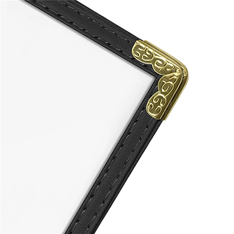 C9-12 Pack Cafe Style Menu Cover A4 Menu Protective Case Double Stitch Edge (Black, 2 Pages/4 Views - 8.5 Inch X 11 Inch)