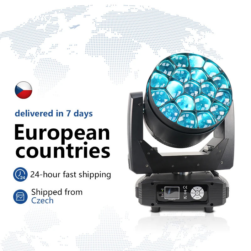 LED DMX Movingheads 19x25w RGBW 4in1 BEE Eye LED Beam Wash Zoom Moving Head Club Concert Bar Light