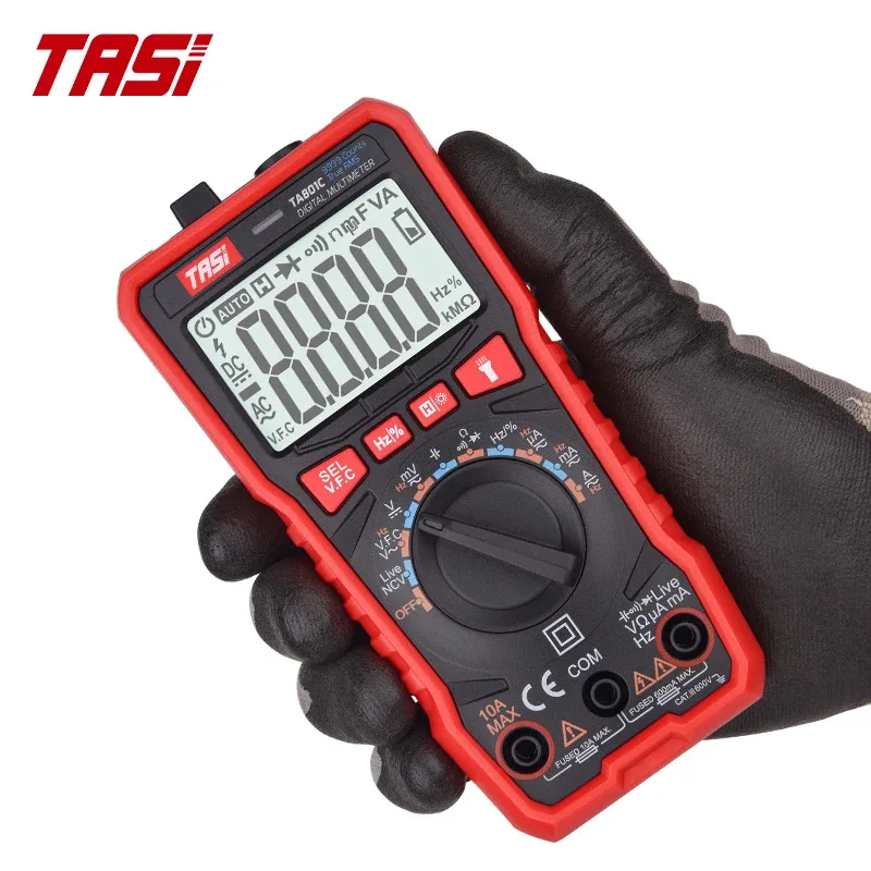 

For Sea Shipping, CustomizedTASI TA801C Professional Auto Range Digital Multimeter 9999 Wired Smart AC/DC 600V/600A with Low Bat
