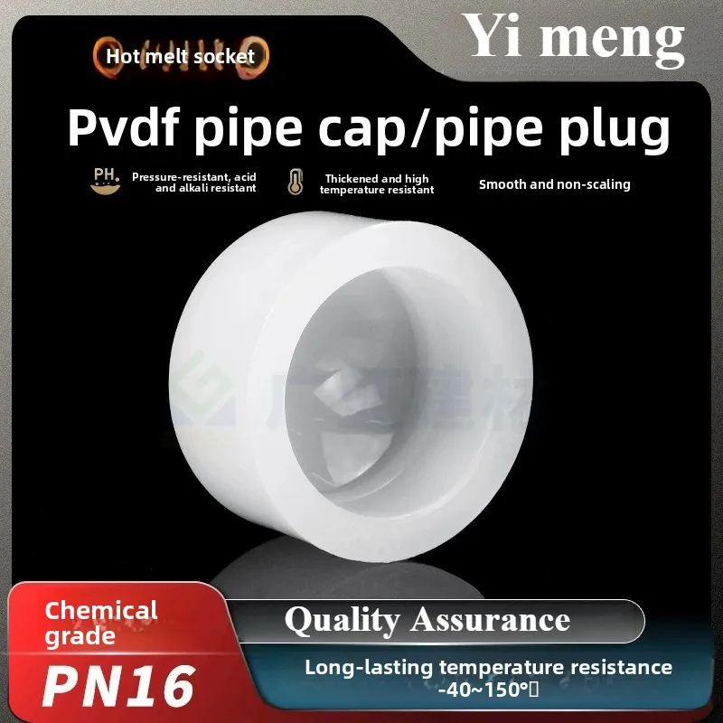 PVDF pipe cap head pipe plug heat fusion socket high-temperature resistant acid-base resistant corrosion-resistant plastic plug