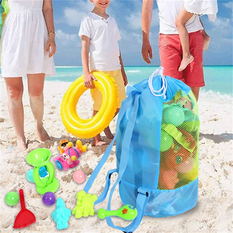 Bolsa de almacenamiento plegable para juguetes de playa, bolsa de malla para viajes, organizador de artículos diversos, mochila de almacenamiento