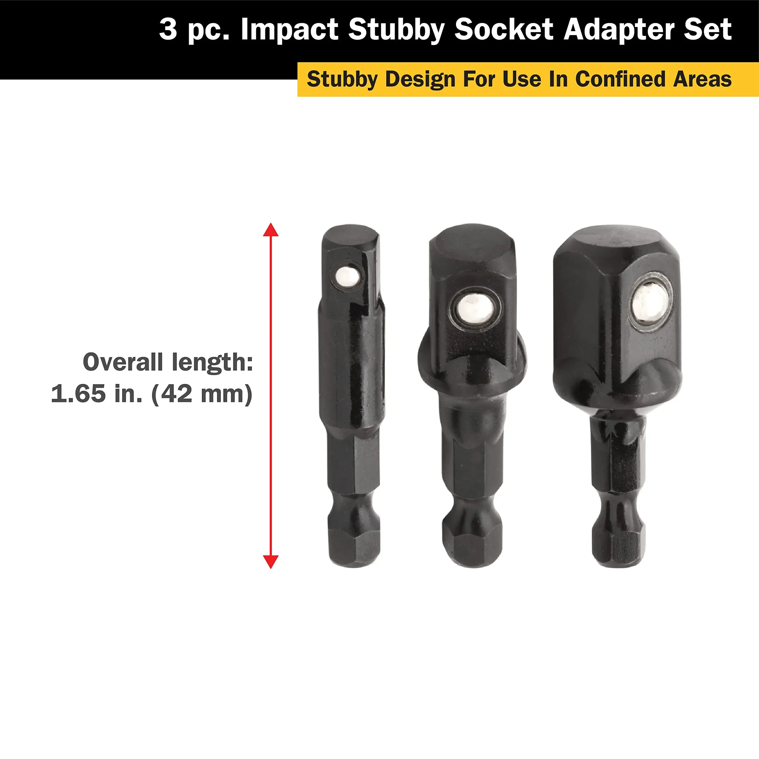 3Pc Impact Socket Adapter 1/4 3/8 1/2