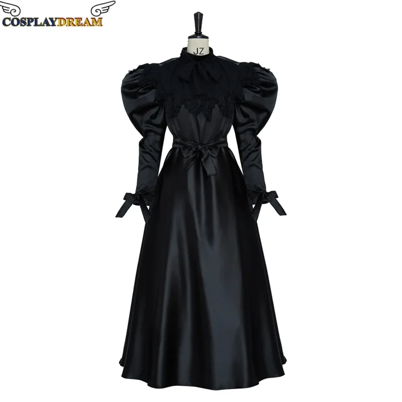 Victorian Mourning Dress Victorian Tudor Day Dress Black Bustle Dress Gothic Steampunk Ball Gown Dress Women Custom Made Dress