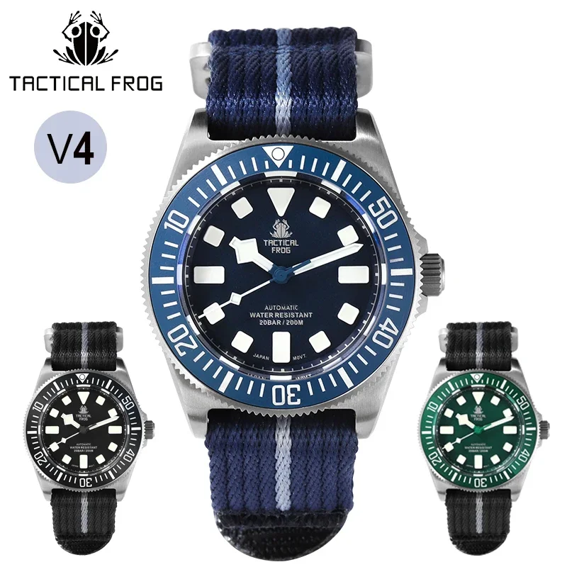 Tactical Frog V4 Titanium Dive Watch Men NH35 Movement Automatic Mechanical Sapphire Glass 200M Waterproof BGW-9 Luminous