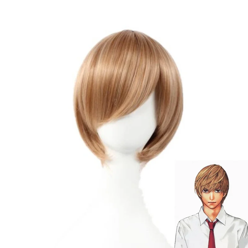 

Anime Death Note Yagami Light Cos Wig Short Brown Heat Resistant Hair Pelucas Cosplay Costume Wigs + Wig Cap