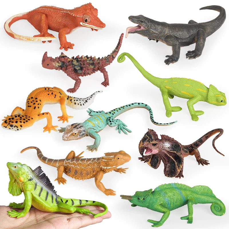 Oenux reptil animales camaleón salvaje lagarto Lguana Thorny Devil Gecko figura de acción modelo figuritas juguete educativo para niños regalo