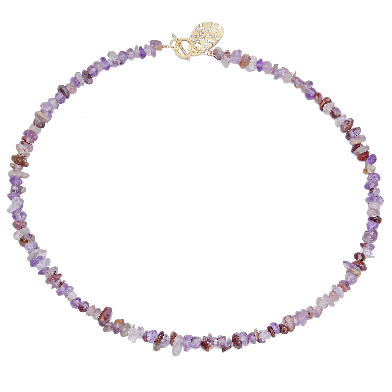 Auralite 23 Rock Mineral Stone Short Choker Necklace Women Irregular Chips Gravel Beaded Purple Crystal Necklaces 17 Inch