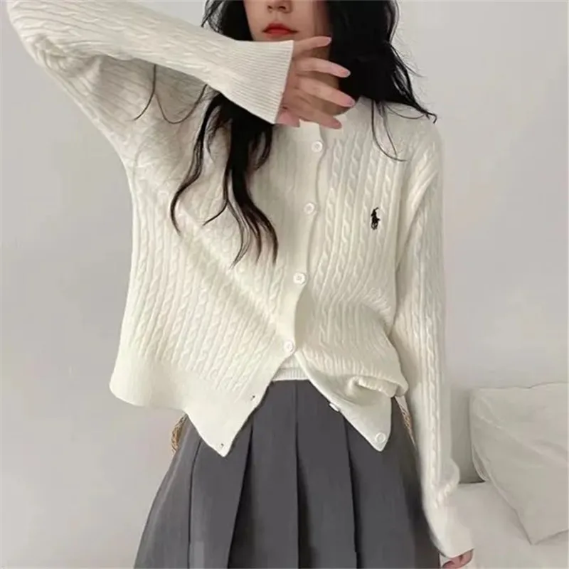 Knitted Cardigan Two-piece Set Spring and Autumn Thickened Sweater Suspender Top Sweater Vest Student Coat White Cardigan Pink