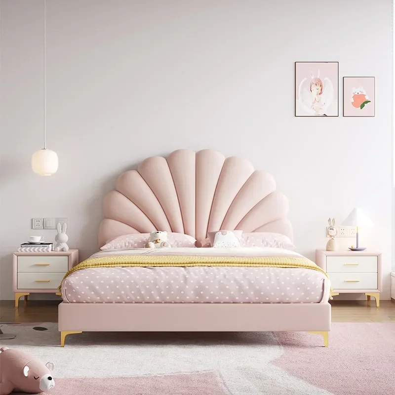 Children's furniture French petal bed Light luxury master bedroom Cartoon shell bed  Single