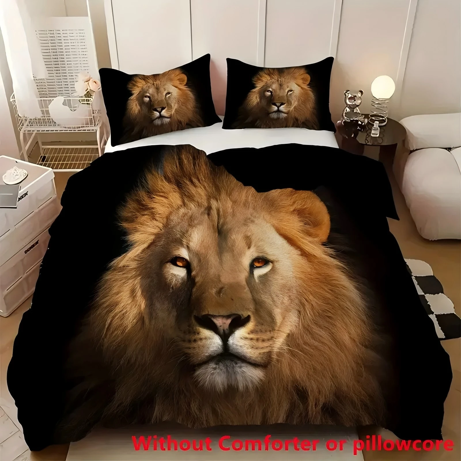 

Lion Pattern 3D Printed Quilt cover for Kids Teens Adults Soft Comfortable Bedding Set Wildlife theme Quilt cover pillowcase