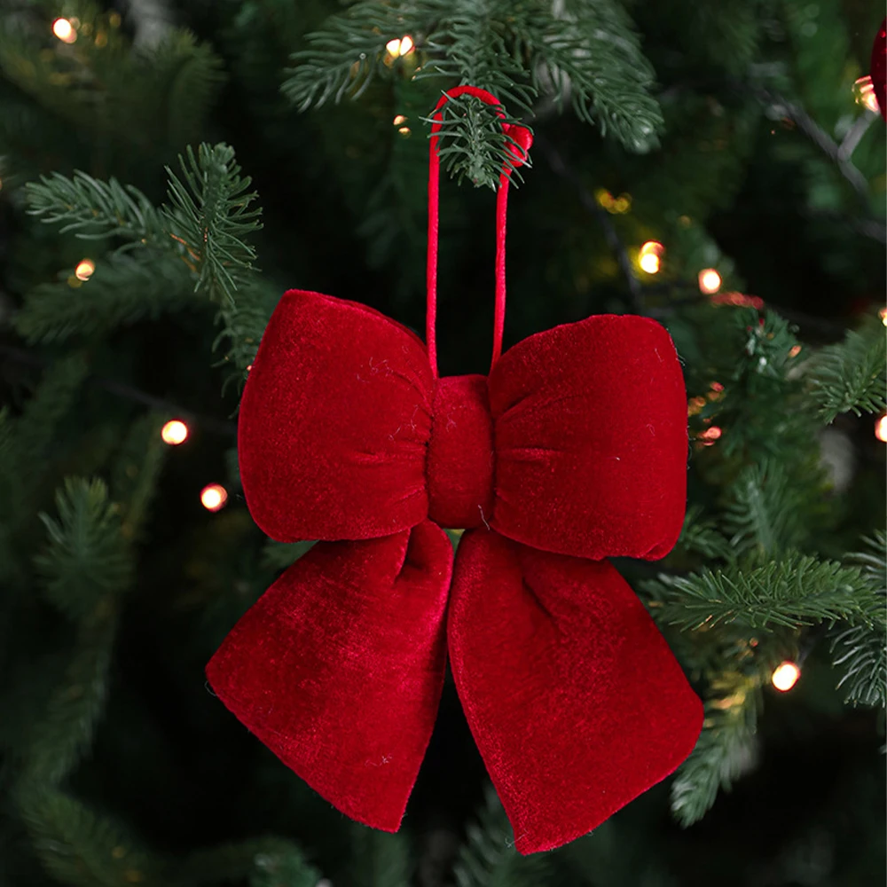 Weihnachten rote Samtschleifen Weihnachtsbaum Ornamente für Weihnachten Home Dekorationen Kranz Treppen Geländer Dekore Neujahr Geschenkzubehör – Detail 3