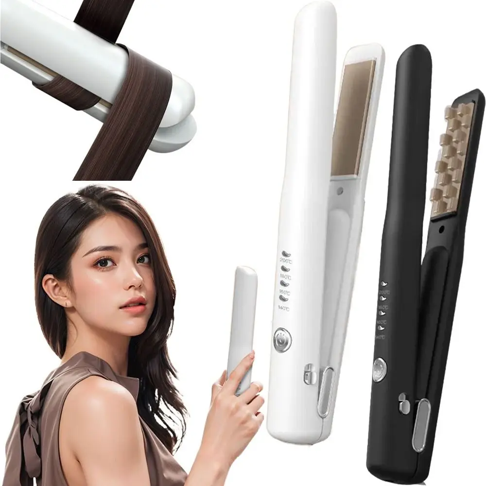 

Мини-выпрямитель для волос 2 в 1, быстрый нагрев, 4 уровня нагрева, электрические бигуди, беспроводная регулировка температуры