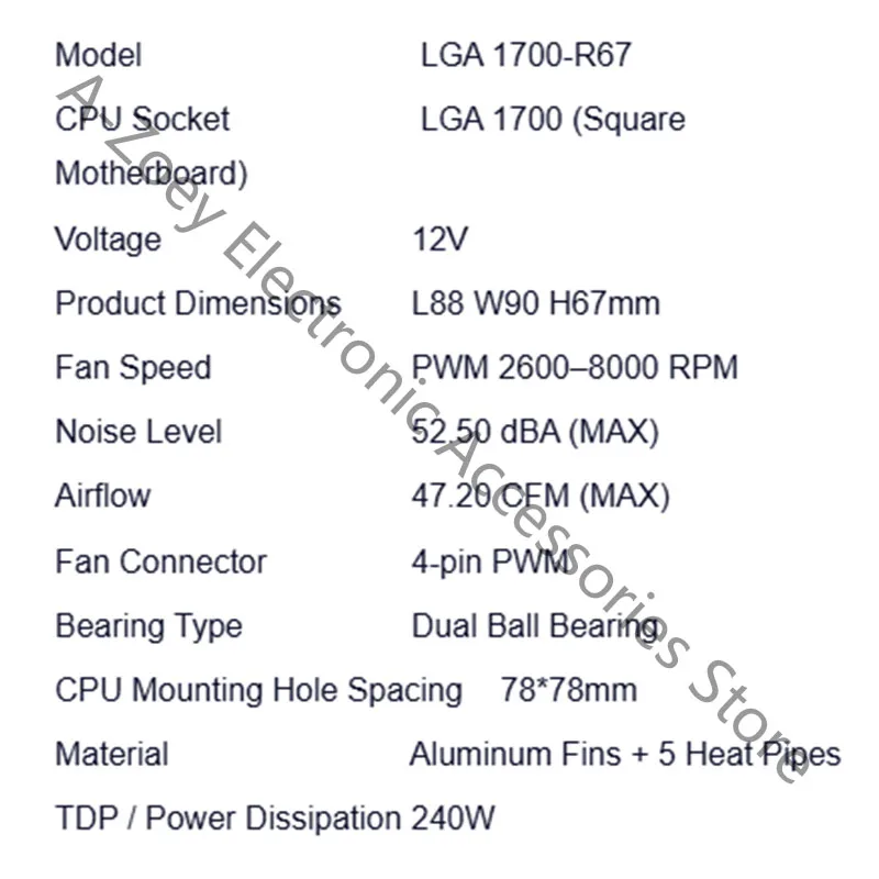 Brand new LGA1700 12th/13th Gen High-Power Server Air Cooler with 5 Soldered Heat Pipes LGA 1700-R67