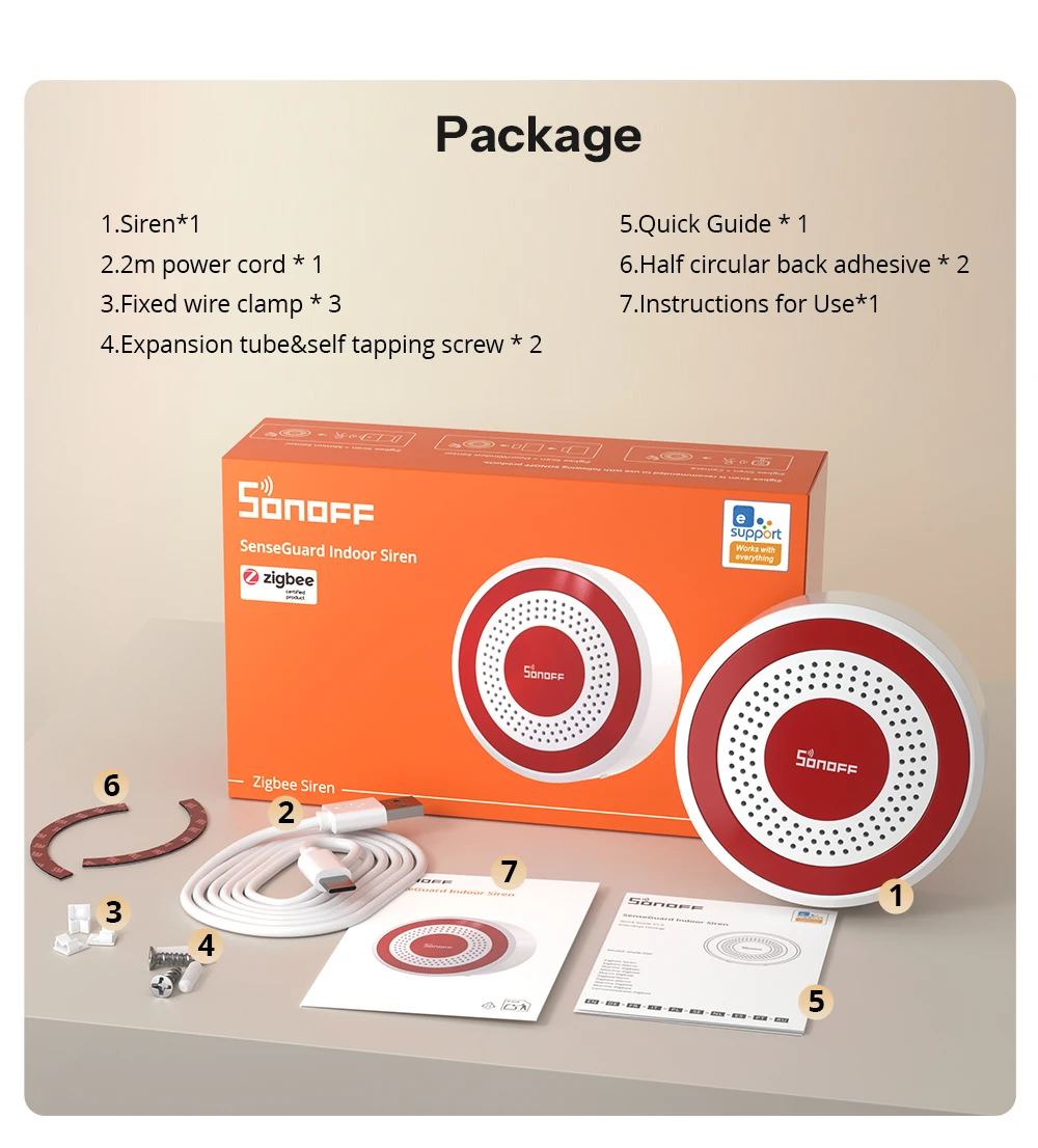 SONOFF SNZB-09P Zigbee SenseGuard Innensirene, lauter Alarm, benutzerdefinierte Alarmtöne, Ton-Licht-Alarm, duale Stromversorgung, Zigbee-Sicherheit – Detail 16