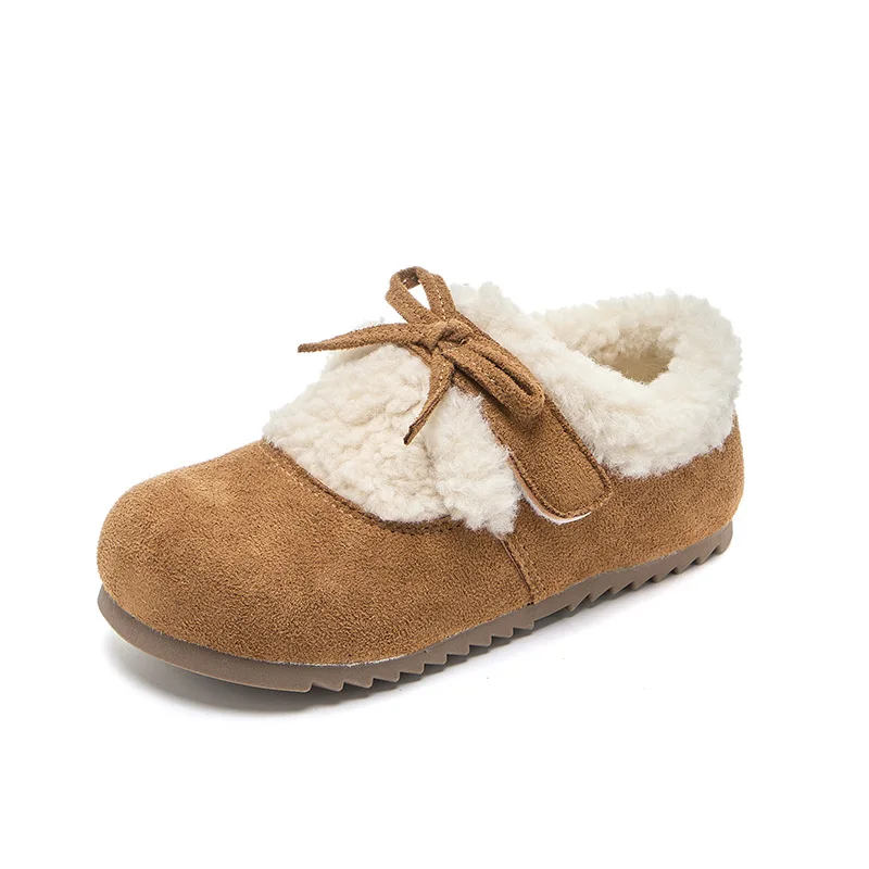 الفتيات الأميرة أحذية من الجلد أصابع مستديرة لطيف الاطفال الشقق مع أقواس بسيطة 2025 شتاء جديد الأطفال حذاء كاجوال لينة تنوعا #5